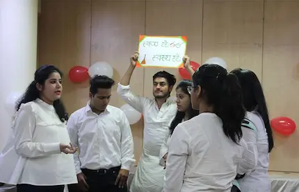 Students perform a hygiene skit to promote good habits and cleanliness