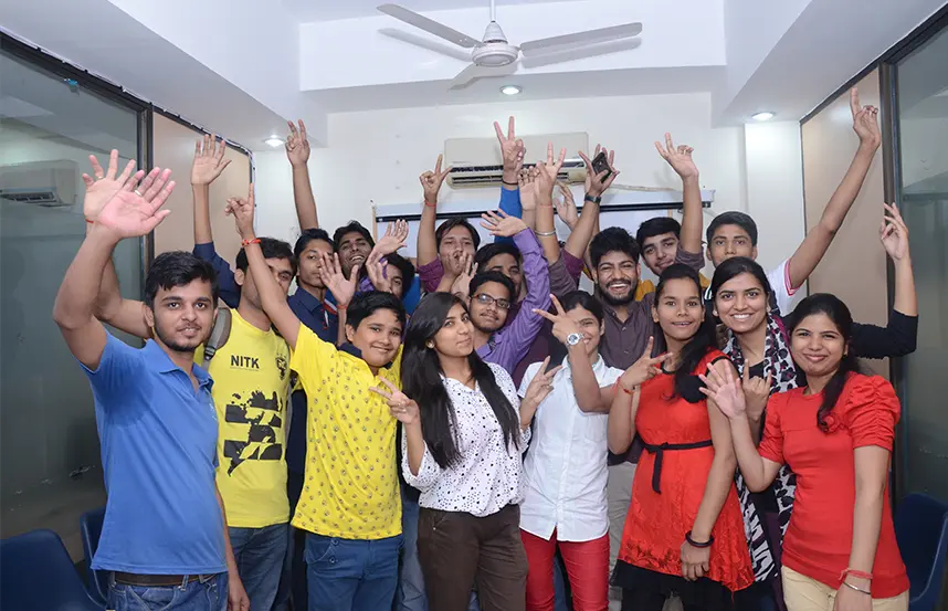 Students celebrate their progress joyfully after english class