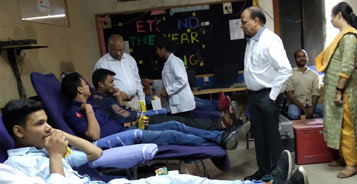 Students organized a blood donation camp with Lions Club to support the society