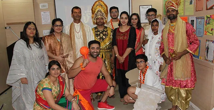 Students staging scenes from ramayana